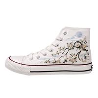 回力高帮帆布鞋男手绘爆改板鞋女中国风国潮休闲运动鞋青少年滑板男鞋 花满城 39