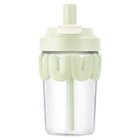 乐扣乐扣（LOCK&LOCK）奶芙玻璃杯水杯男女咖啡杯吸管杯子便携耐热泡 抹茶拿铁-LLG770GRN