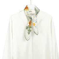 达芬奇密码 纯真丝小方巾女 春秋季薄款气质百搭桑蚕丝小领巾 爱丽丝的下午茶 绿色