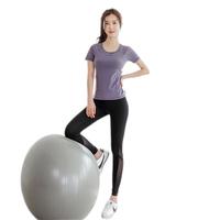 瑜伽少女瑜伽服女夏薄款高级感专业跑步运动套装速干时尚仙气服 粉色短袖+黑色长裤 M (95-110斤)