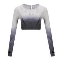 La Nikar 高腰提臀裤女跑步训练弹力紧身收腹瑜伽裤运动套装-T2008 银河渐变(上衣)  L