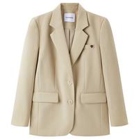 太平鸟女装西装简约通勤女春职场设计感休闲西服外套 米色 S