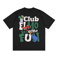 SESAME STREET短袖t恤纯棉圆领宽松凉感2024休闲男士运动潮流Y403黑色S S (90-115斤)