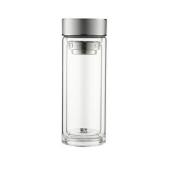 富光 玻璃杯茶水分离泡茶杯子高硼硅双层玻璃水杯大容量流光银500ml 流光银 500ml
