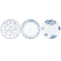TOKI MINOYAKI 日式染付青花盘子3个陶瓷釉下彩餐具早餐盘菜盘家用