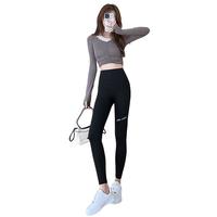 浪莎高腰鲨鱼裤女春夏季外穿紧身收腹瑜伽裤提臀运动弹力打底裤女 灰色春秋 S (75-95斤) S(75-90斤)
