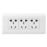 飞雕开关插座118型9孔12九孔十二孔插座带开关面板墙壁暗装组合面板 一开双15孔【一开双控带十五孔】