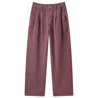 太平鸟女装高腰阔型直筒牛仔裤夏季阔腿薄款垂感裤子女 暗红 M