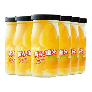 欢乐家 黄桃橘子罐头 减糖糖水黄桃橘子果肉水果罐头218g 瓶休闲零食品 【减糖30%】黄桃罐头218g*6瓶