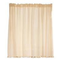 豆蔓家居 BEAN VINES HOME条纹日式家用门帘棉麻窗帘隔断阳台飘窗厨房卧室遮光半帘蕾丝纱帘 条纹麻纱门帘【穿杆式】 平铺宽100*80cm高一片