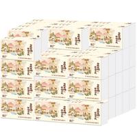 清亮一度知己系列纸抽纸整箱大号m码4层100抽可湿水无香大包餐巾纸巾抽纸 QZC140- 4层 400张*60包 整箱装