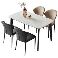 全友家居 轻奢高端微晶石餐桌家用客厅长方形餐桌吃饭桌椅组合