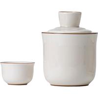 兮元记温酒器陶瓷烫酒壶半斤装家用黄酒白酒暖酒热酒具送爸爸新年 草木灰圆悦温酒器套装