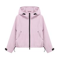 百家好(Basic House)工装连帽夹克春秋季冲锋衣女士小个子宽松休闲女装外套短上衣 紫红 M