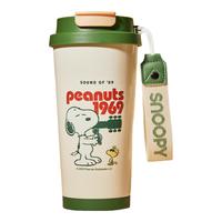 史努比（SNOOPY）保温杯咖啡杯男女士大容量高颜值随行不锈钢吸管水杯500ML 绿 绿野色500ML+316不锈钢