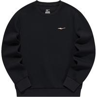 鸿星尔克卫衣女款春季圆领套头衫长袖宽松大码打底运动休闲上衣服跑步服 正黑 2XL