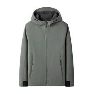 探路者（TOREAD）软壳服 24秋冬防风保暖连帽软壳衣 徒步加绒外套TAEECM91899 灰湖绿（男24新） L