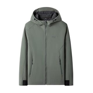 探路者（TOREAD）软壳服 24秋冬防风保暖连帽软壳衣 徒步加绒外套TAEECM91899 灰湖绿（男24新） L