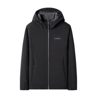 探路者（TOREAD）软壳服户外防风保暖加绒软壳衣徒步夹克衫登山服外套TAEECM91899 黑色（男24新） XL