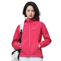 探路者(TOREAD)软壳服户外防风保暖加绒软壳衣徒步夹克衫登山服外套TAEECM92922 胭脂红(女24新) L