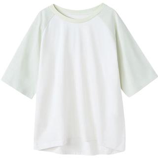 笛莎（DEESHA）童装儿童女童短袖2025夏季中大童撞色宽松插肩袖竹节棉圆领T 浅灰绿 130