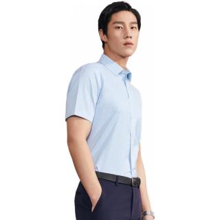 雅戈尔 短袖衬衫男格纹DP免烫衬衫棉弹面料弹力抗皱易打理 蓝绿格纹 40 （175/92Y）