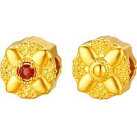 六福珠宝黄金转运珠曼陀罗花园足金硬金工艺红宝石串珠单颗 约0.79克