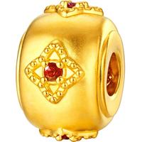 六福珠宝黄金转运珠曼陀罗花园足金硬金工艺红宝石串珠单颗 约0.79克