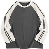 太平鸟男装【插肩袖】长袖T恤秋季纯棉重磅打底衫 灰色(阔型) XXXL
