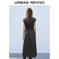UR2025春季女装简约V领打揽收腰无袖连衣裙UYY750004 深灰 L