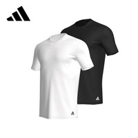 ADIDAS阿迪达斯短袖纯棉T恤男女同款新品家居服舒适弹力宽松圆领 两件装(黑+白) M