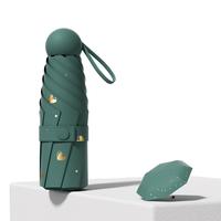 左都太阳伞防晒防紫外线超轻小巧便携防晒黑胶晴雨两用五折胶囊遮阳伞 【烫金爱心绿】黑胶防晒