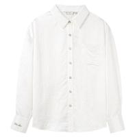 秋水伊人气质百搭褶皱长袖衬衫秋季女装高级感休闲上衣 本白 L