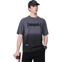 马克华菲【潮流渐变】短袖T恤男夏季全棉舒适打底衫男 深灰 XL  XL (54)