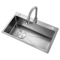 卫达斯蜂窝左侧排水大单槽304不锈钢洗菜盆一体盆单槽 洗菜池台下盆