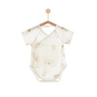 贝乐咿婴儿夏季衣服包屁衣无骨短袖夏装新生儿纯棉哈衣宝宝三角护肚睡衣 草坪鹿-5269 90cm