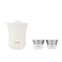 膳魔师(THERMOS)旅行茶具一壶两杯双层茶壶茶杯套组便携水杯隔热茶旅套装TCMU-200 雲白
