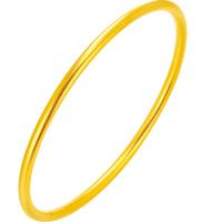 中国珠宝黄金手镯足金古法素圈镯子女简约经典款女朋友