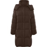 坦博尔羽绒服都市气质轻柔长款可脱卸帽女百搭外套TD236780深茶棕170 L (170)