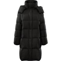 坦博尔羽绒服都市气质轻柔长款可脱卸帽女百搭外套TD236780黑色175 XL (175)