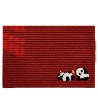 茵尚熊猫刺绣入户门地垫免洗进门口地毯红色喜庆脚垫防滑玄关门垫地毯 其乐融融红色双条纹刺绣地垫