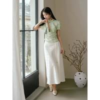 限尺码：红袖 2024夏季女装新中式印花收腰立领套头百搭衬衫上衣