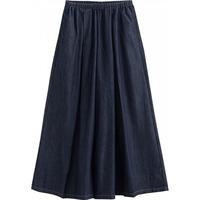 初语原色牛仔裙裤女2025年春季宽松大阔腿松弛感醋酸九分裤 牛仔原色 L