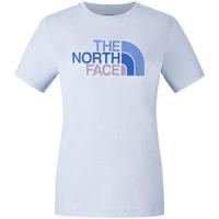The North Face北面女棉撞色LOGO短袖T恤户外透气8DC9 雾霾蓝/0TI S