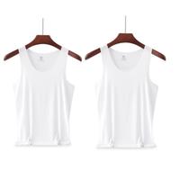 猫人60支莫代尔男士背心男夏季冰丝无痕随心裁打底衫透气高弹 2件装 【2件装】纯白*2 3XL