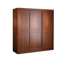 中伟（ZHONGWEI）实木衣柜新中式大容量胡桃色推拉门柜子卧室家用橡木衣橱