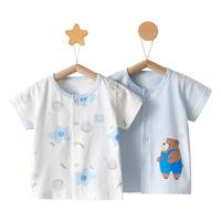 童泰短袖对开上衣2件新生婴儿衣服纯棉男童女宝宝t恤夏季外出薄款
