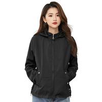 【舒适显瘦】春季时尚夹克简约纯色连帽可拆户外风衣女士连帽外套