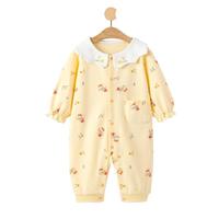 巴布豆 BoBDoG【A类100%棉】婴童连体衣春可爱满印小碎花娃娃领宝宝哈衣