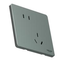 德力西（DELIXI）开关插座面板超薄哑光磨砂暗装5孔家用86插座 岩彩青石灰无框大板 斜五孔插座